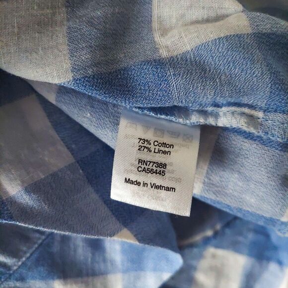 J. Crew Factory Top Cotton Linen Blue White Gingham Sleeveless Front Womens 14 - Picture 4 of 12